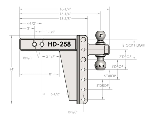 
                
                    Load image into Gallery viewer, BulletProof Hitches 2.5 Inch 22K Heavy Duty 8 Inch Drop/Rise Hitch
                
            
