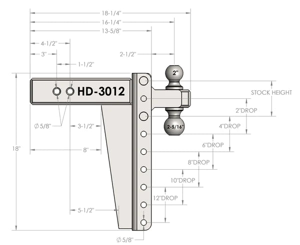 
                
                    Load image into Gallery viewer, BulletProof Hitches 3.0 Inch 22K Heavy Duty 12 Inch Drop/Rise Hitch
                
            