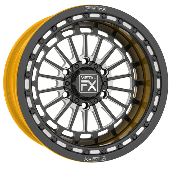 Metal FX Offroad Delta 6R 17 x 7 17 x 10 Forged 3-Piece Beadlock Custom Can-Am Maverick R Forged Beadlock