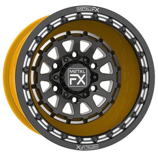Metal FX Offroad Outlaw 6R 15 x 8 15 x 11 Forged 3-Piece Beadlock Custom Can-Am Maverick R Forged Beadlock