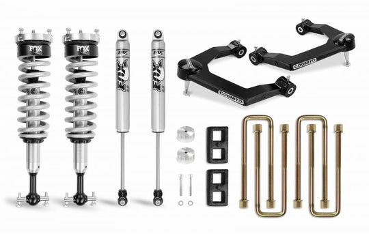 Cognito Motorsports 19-25 Silverado Sierra 1500 2WD 4WD 3-Inch Performance Leveling Kit With Fox Coilover 2.0 Shocks 210-P0879