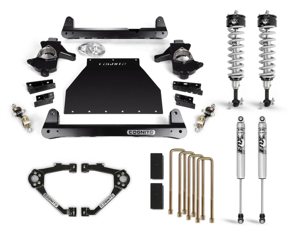 
                
                    Load image into Gallery viewer, Cognito Motorsports 07-18 Silverado Sierra 1500 2WD 4WD With OEM Cast Steel Control Arms 4-Inch Performance Lift Kit With Fox 2.0 Shocks
                
            