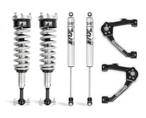 Cognito Motorsports 14-18 Silverado Sierra 1500 2WD 4WD With OEM Stamped Steel Cast Aluminum Control Arms 3-Inch Performance Leveling Kit With Fox 2.0 Shocks