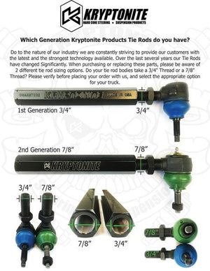 Kryptonite Products 2001-2010 GM 2500HD 3500HD Tie Rod Rebuild Kit Stock Center Link